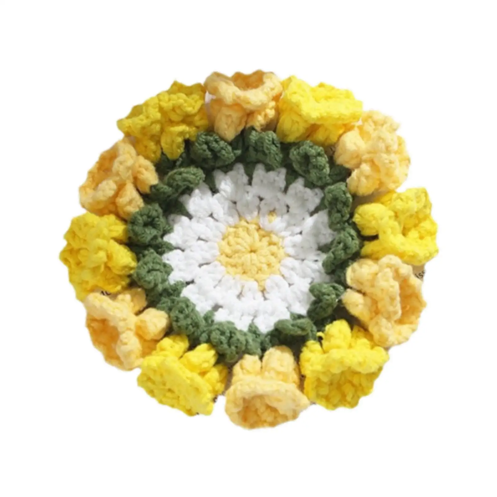 Crochet Coaster Cup Mat Cute Handmade Reusable Tabletop Protection Coaster for Tabletop Dining Room Cafe Decor