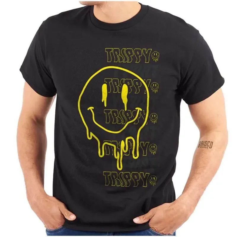 Trippy Melting Dripping Happy Face Smile Womens or Mens Crewneck T Shirt Tee