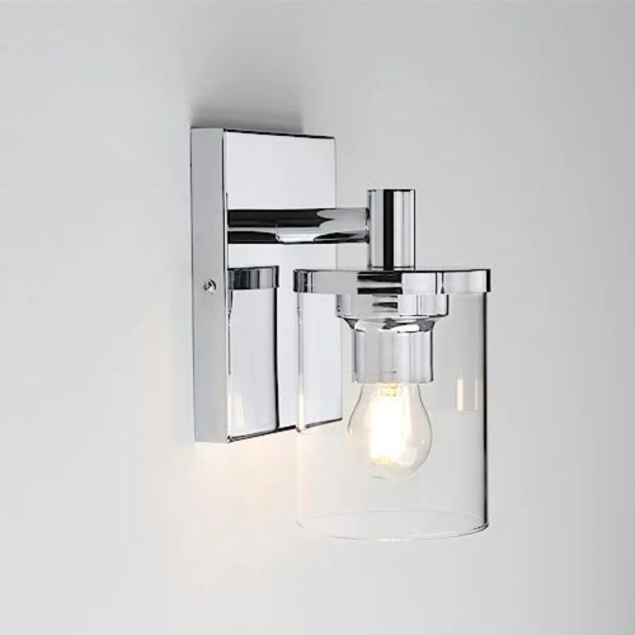 

1-Light Vintage Wall Sconce Hardwired Bathroom Wall Light with Clear Glass Shade and Metal Base Industrial Wall Mount Light Fix
