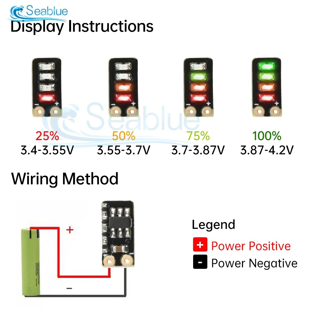 5Pcs 3.7-4.2V Metering Module Electricity Display Module 1 String Ternary Lithium Battery Mini LED Electricity Display Module