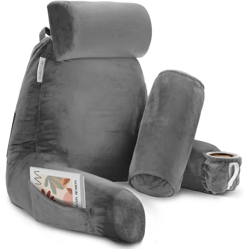 Reading Pillow, Large Back Pillow For Sitting Up In Bed, Memory Foam Back Support Pillow, Reading Pillows For Sittin