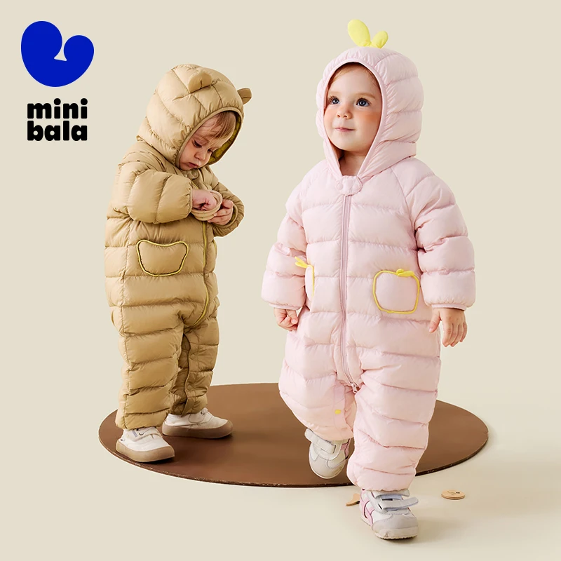 

Mini Balabala Baby Down Romper Winter Windproof Waterproof Warm Jumpsuit for Newborns