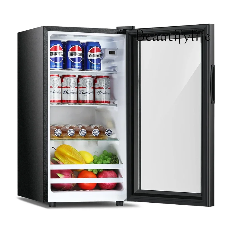 Refrigerated Fresh Cabinet Transparent Glass Door Ice Bar Freezer with Lock Office Household Hotel Mini Refrigerator