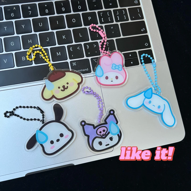 Keychain Cinnamoroll Sanrio Pendant Melody Kuromi Anime Figure Double Sided Transparent Acrylic Toys Gifts Kawaii Doll Decorate