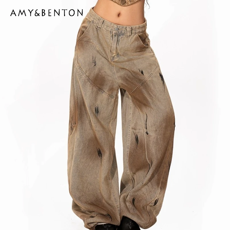 

American Retro Wide-Leg Women's Jeans 2025 Autumn Winter New Design Sweet Cool Sexy Loose Slimming Versatile Long Pants Ladies