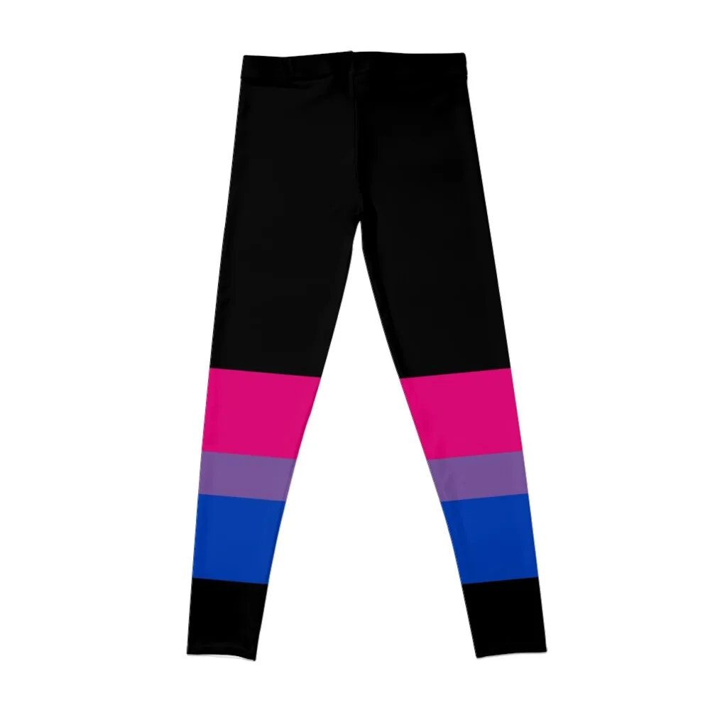 Bi Pride Flag Horizontal Stripe on Black Leggings sports for for physical Womens Leggings