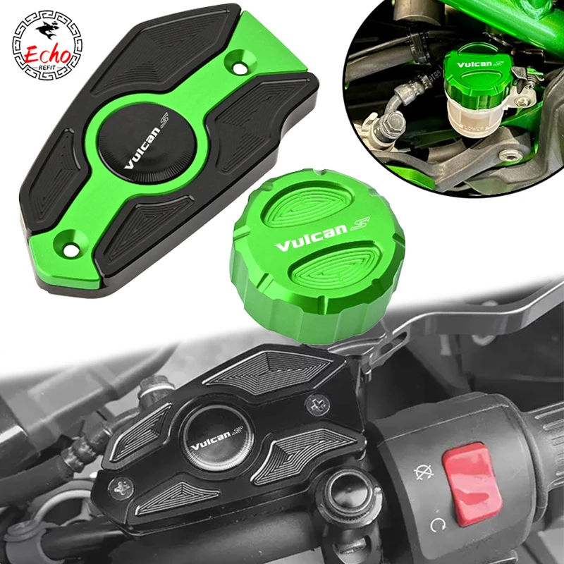 For Kawasaki Vulcan S 650 S650 VN650 2017-2020 Motorcycle CNC Front Rear Brake Fluid Reservoir Cover Cap Engine Oil Filler Cap