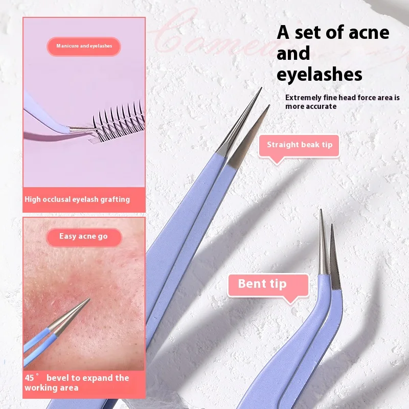 Super Pointed Cell Clip Grafting False Eyelash Tweezers for Cleaning, Acne & Blackhead Removal Tool
