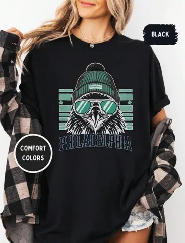 Men T-shirt Philadelphia Eagle Mascot Shirt Cartoon Football Graphic Tee Philly Sports Fan Gift Sporty Eagle Hip Hop Unisex