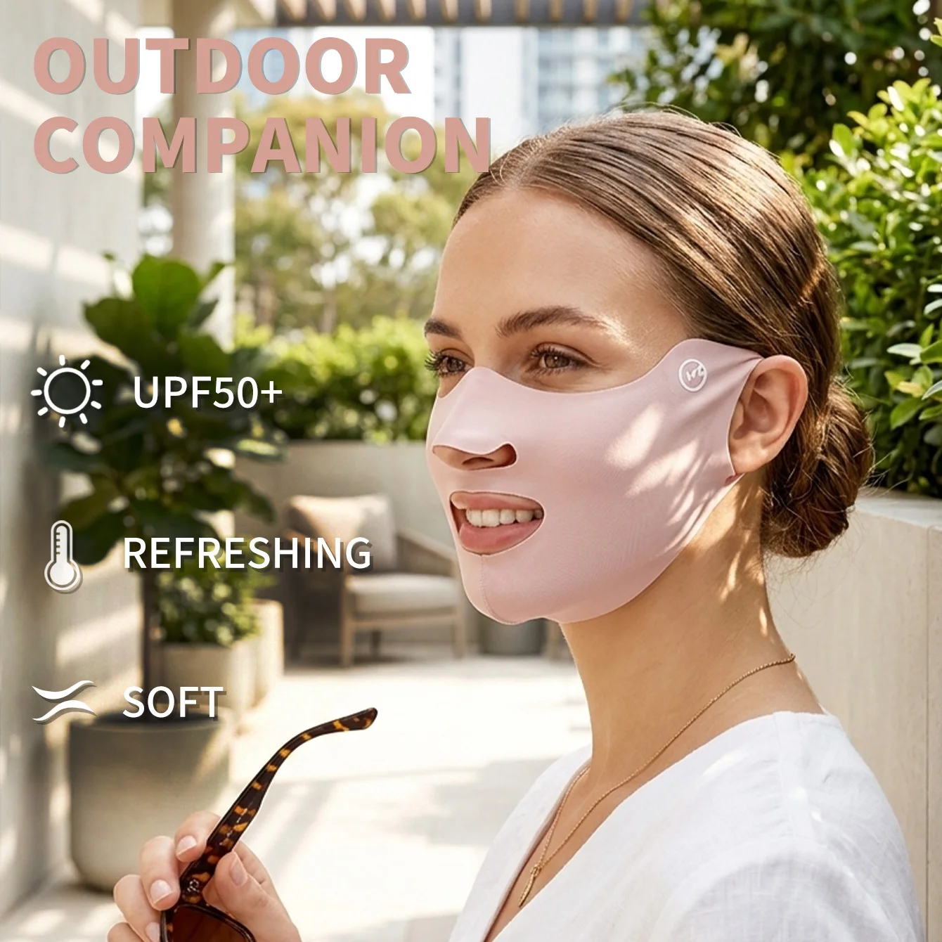 

1 шт. маска для лица с защитой от ультрафиолета UPF 50+: дышащая, моющаяся, солнцезащитная маска для лица, солнцезащитный козырек с защитой от ультрафиолета.