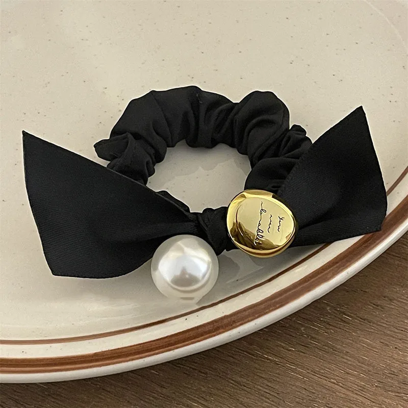 High Elasticity Classic Pearl Hair Band Rubber Band 2023 Latest Style Black Velvet Classic Seal Hair Band Hair Accessories Gifts