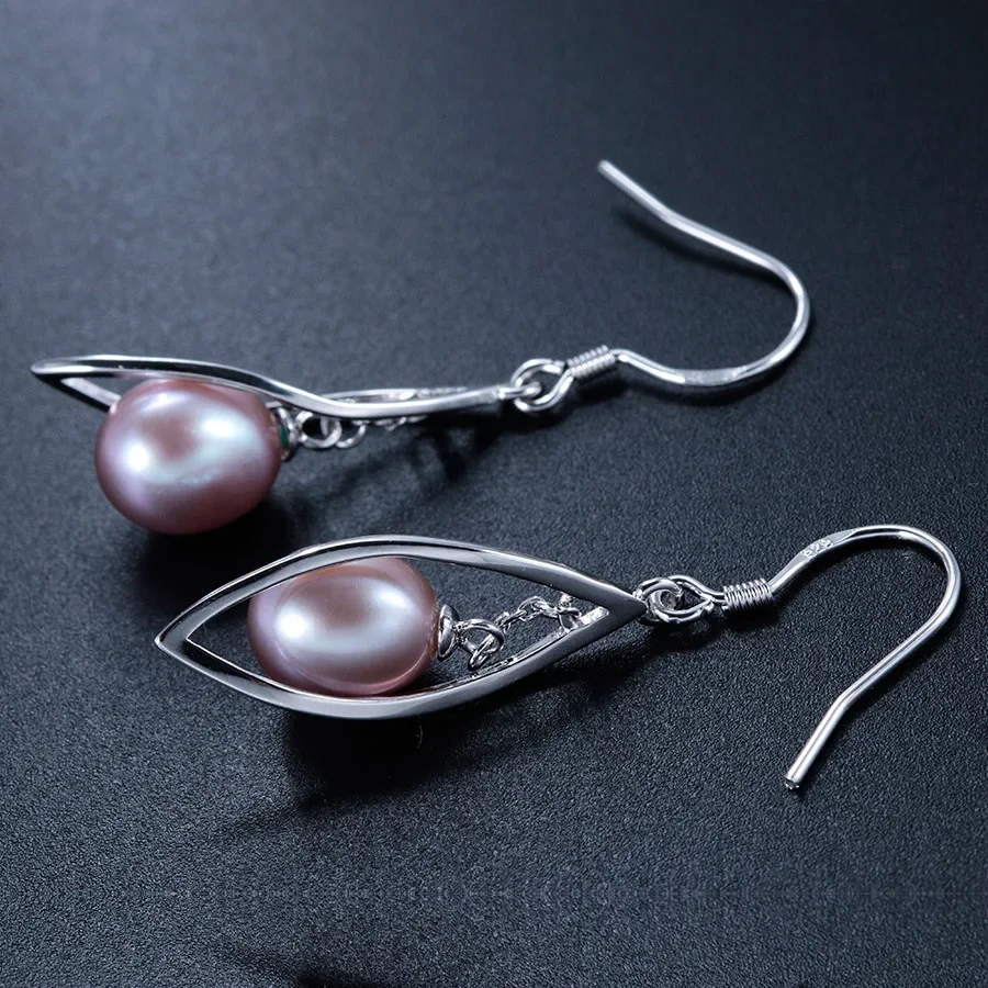 

Dainashi 7-8mm Bread Round Pearl Drop Earrings for Women 925 Sterling Silver Hollow Leaf Hook Earrings Jewelry Gift wholesale