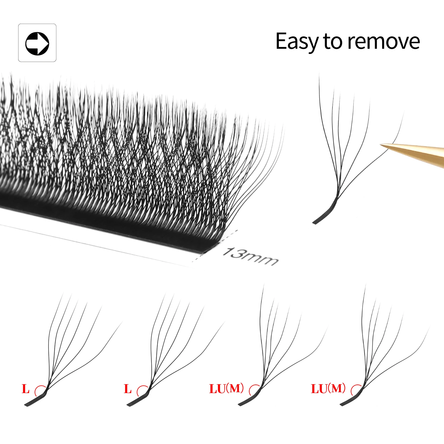 XIUSUZAKI L/LU/M Curl 6D W Eyelash Extension Premium Mink Soft Natural False Lashes Premade ปริมาณพัดลมขนตาแต่งหน้าเครื่องมือ