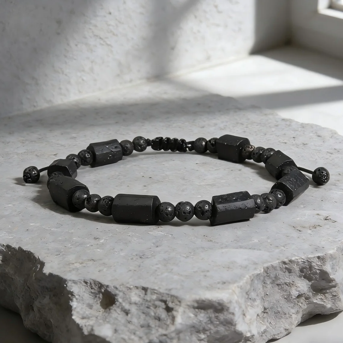 Schwarzes Turmalin-Armband Naturstein-Schmuck Personalisierte Armreifen Paar-Armbänder Herren-Armbänder Damen-Handaccessoires – Detail 7