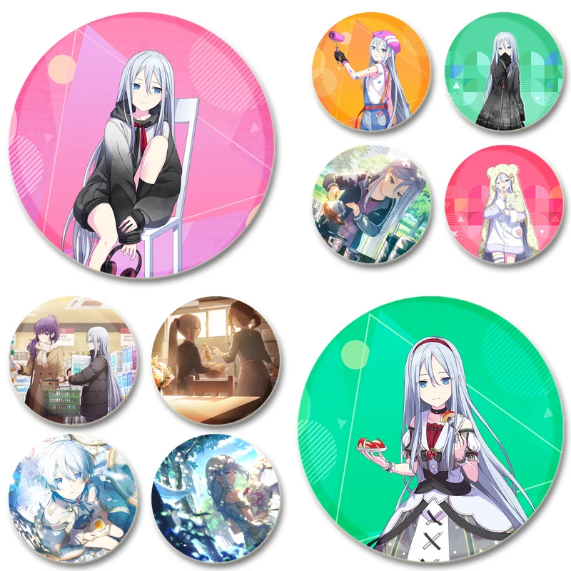 Yoisaki Kanade Cartoon Badge Band Characters Cute Brooches Handmade Tinplate Enamel Pins for Backpack Jewelry Clothes Gifts 44mm