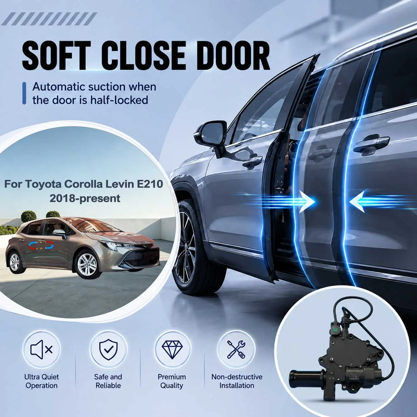 

For Toyota Corolla Levin E210 2018-present Electric Soft Close Door Auto Pull-In Suction Lock Intelligent Silent Closer Kit
