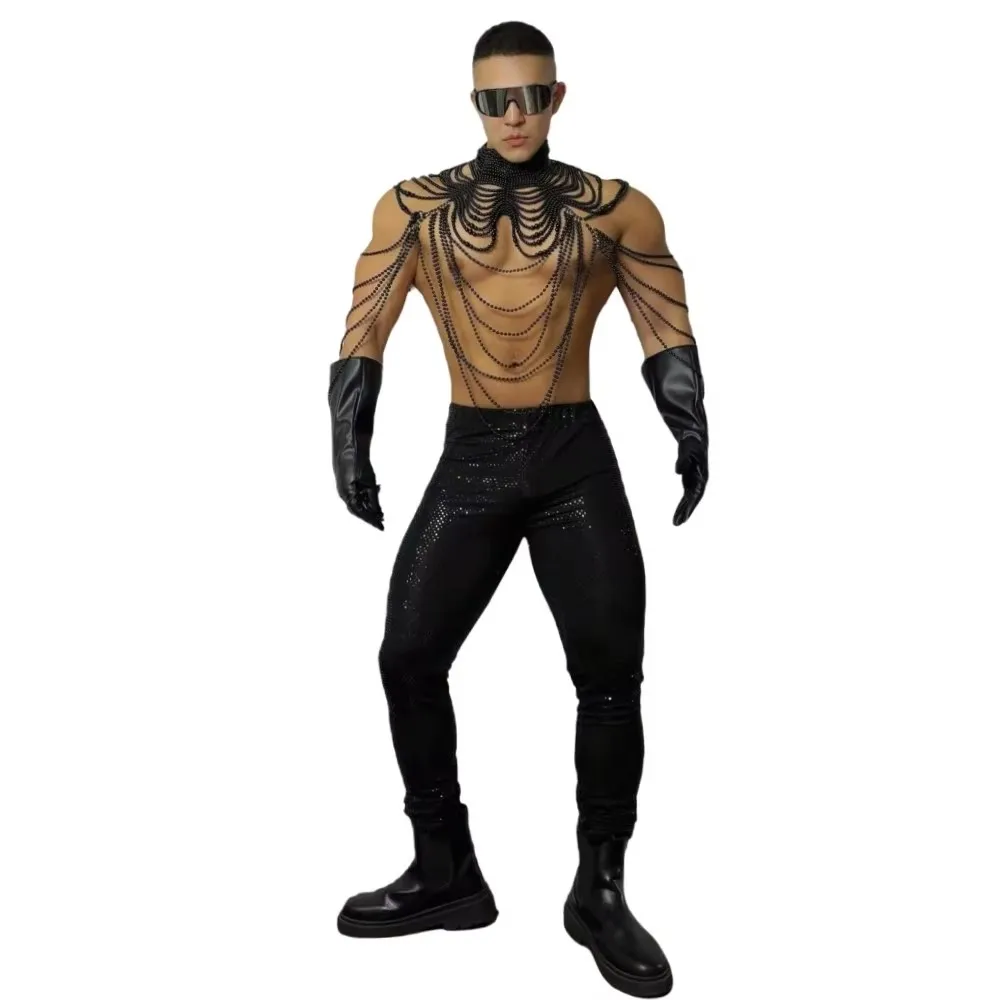 Disfraz de fiesta de Halloween sexy para hombre, bailarina masculina, DJ, Gogo, ropa de escenario, club, espectáculo, traje rave, ropa de festival de rendimiento