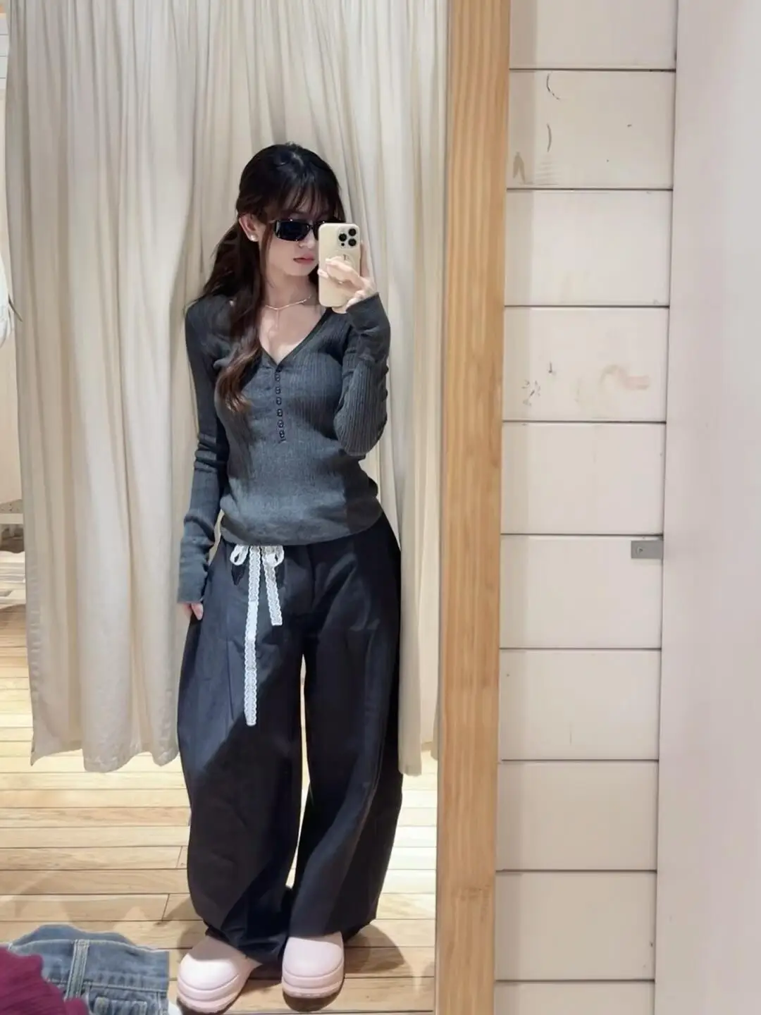 

Винно-красный вязаный топ с V-образным вырезом и пуговицами, приталенный, из тонкого хлопка, для женщин, зимний