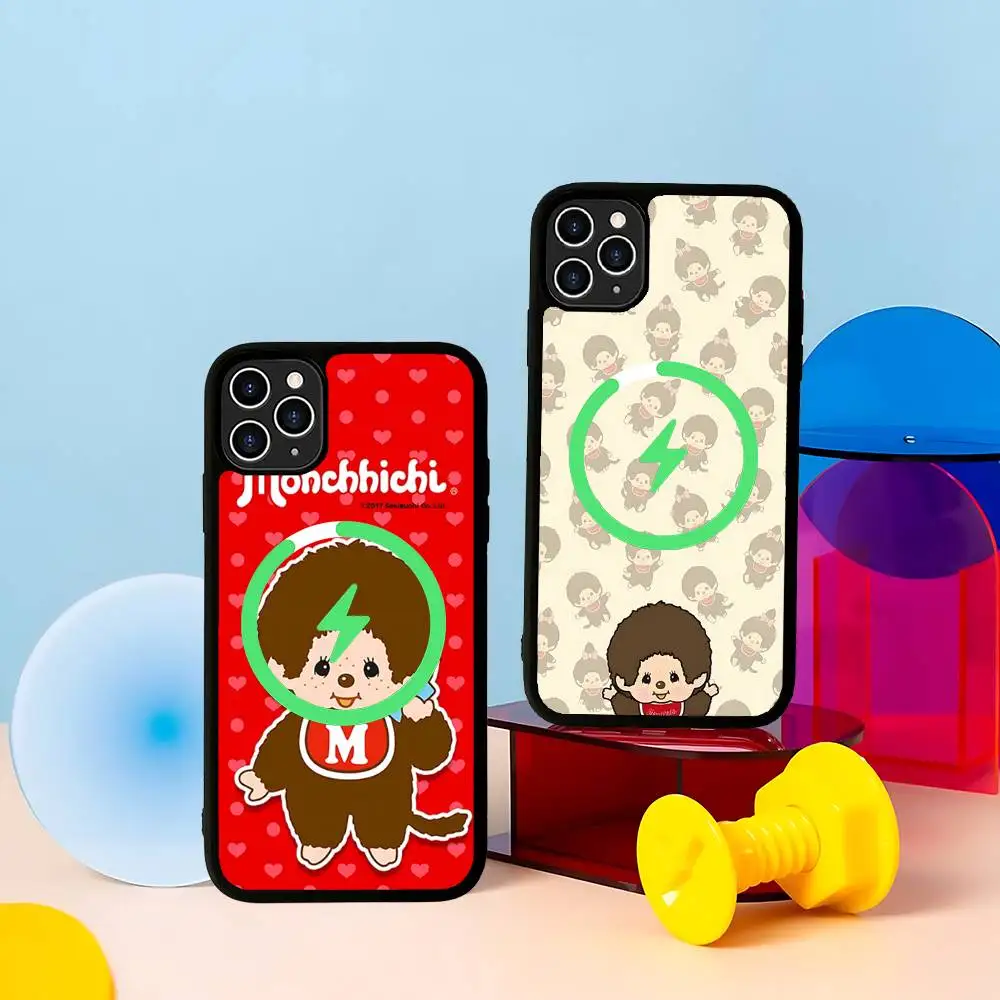 Cute M-monchhichis-s For Magsafe Magnetic Phone Case Wireless PC+TPU For IPhone 11 12 13 14 15 16 17 Pro Max Plus