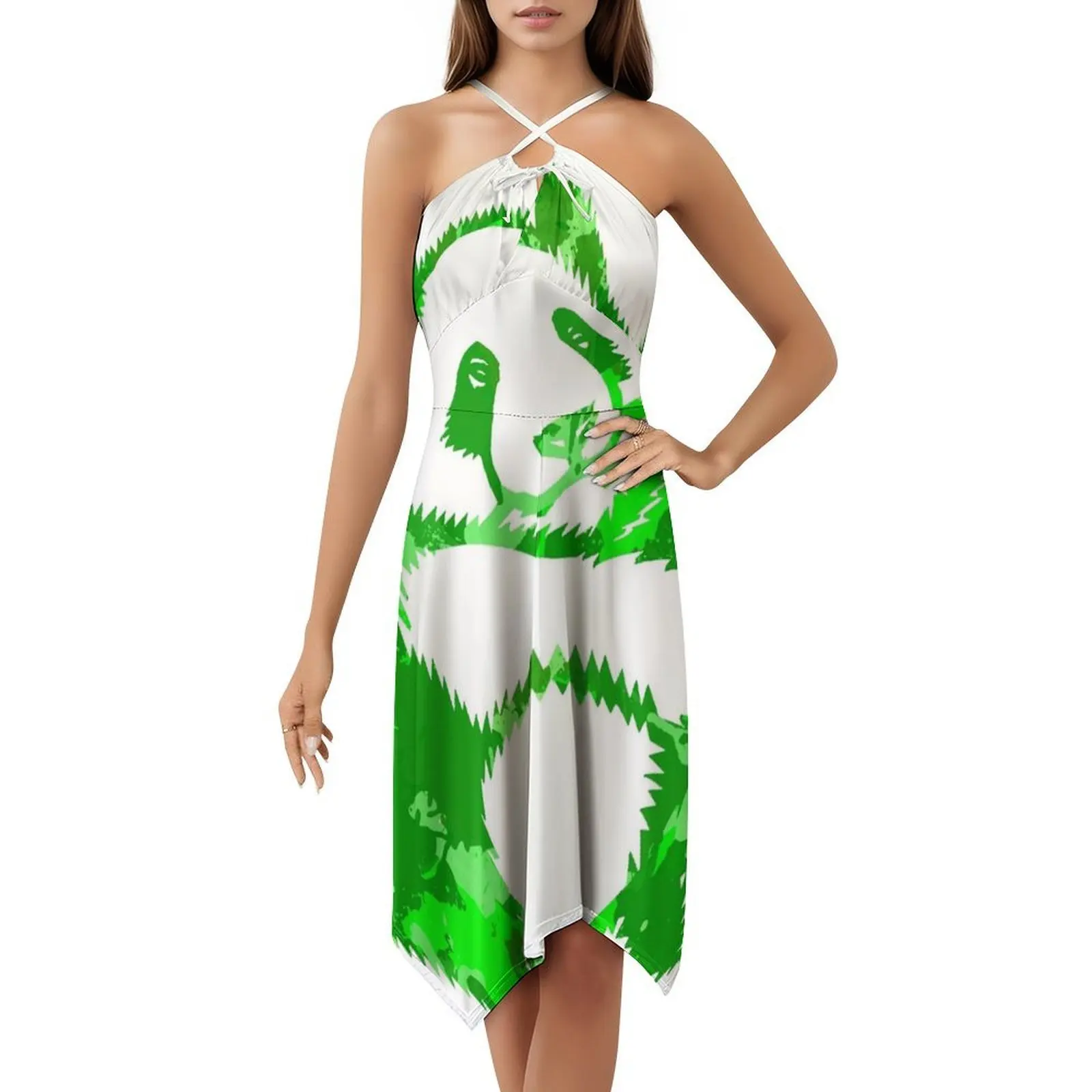 فستان Green Panda للسيدات هيب هوب ملابس الشارع مطبوع عليه رسومات جرافيكية للحفلات والنوادي الباندا الأرجواني الأرجواني الباندا الأخضر فساتين الحفلات الباندا #5