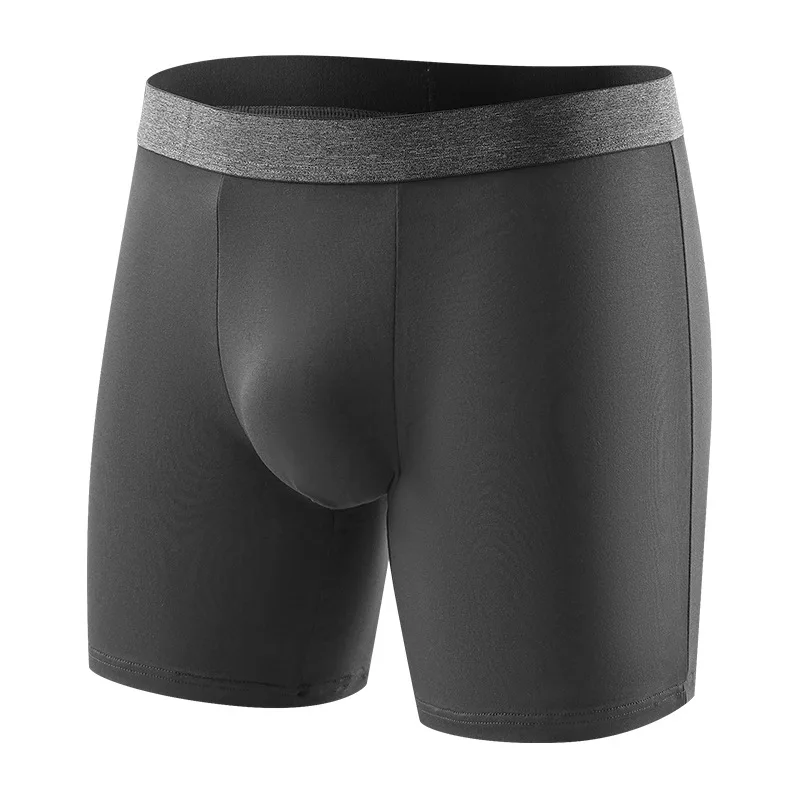 Large Size Men's Long Leg Boxer Shorts High-rise Breathable Underwear Sports Lengthen Underpants Male Sexy U Bulge Pouch Panties
