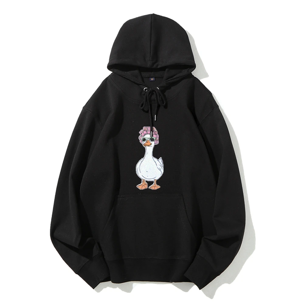 グースフローラルフーディーヘッドバンドプリントオーバーサイズソフト生地カジュアルウェアトレンディペットグラフィックデザイン楽しい雰囲気遊び心のあるY2kスタイルフーディー