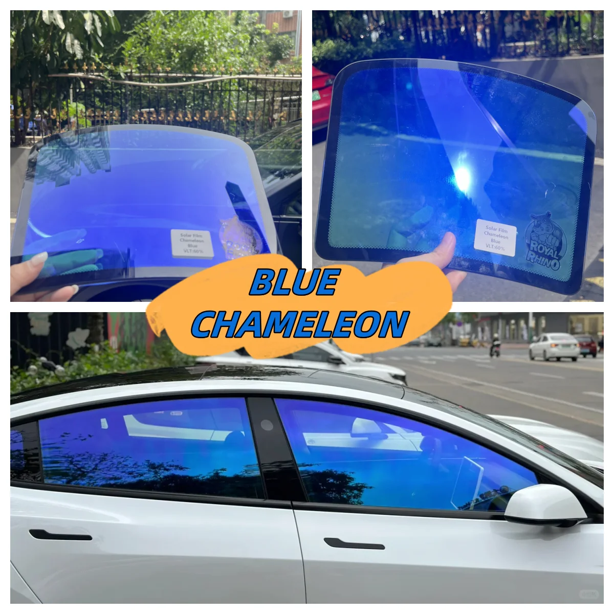 1/2/3/15M Blue Chameleon VLT 60% Car Front Rear Window Tint Windshield Protection Solar Wrap Film Anti UV Heat Insulation