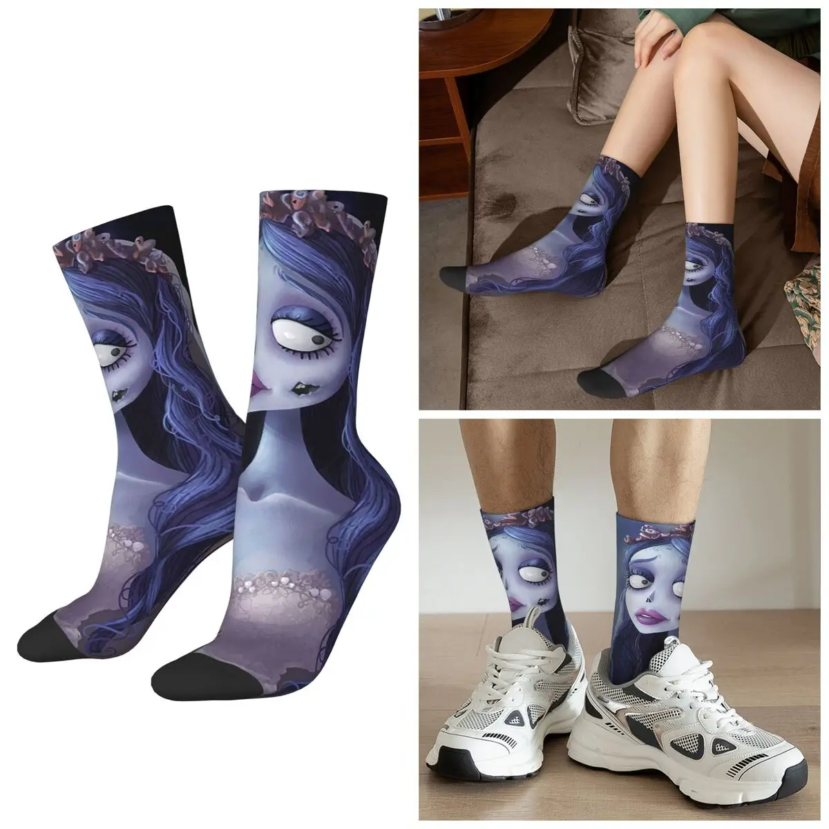 

Всесезонные носки Emily The Corpse Bride, носки Harajuku, чулки высокого качества для мужчин и женщин, подарки