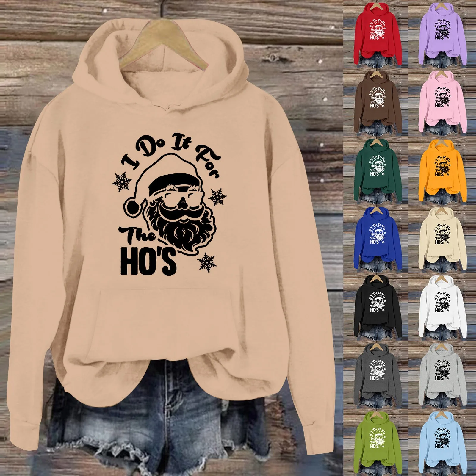 Women's Long Sleeved Unzipped Front ID IT FOR THE HO'S Letter Elderly Head Printed Hoodie Comfy Hoodies Women Thin Hoodie Zip