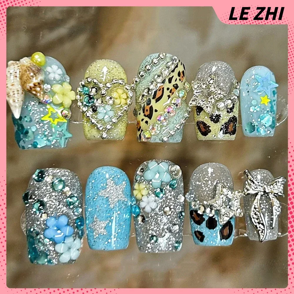 10 قطعة Y2K الساطع الماس الزهور اليدوية التابوت خنجر الصحافة على مسمار لطيف الحيوانات نجوم Bowknot فراشة مسمار الطرف ملصق