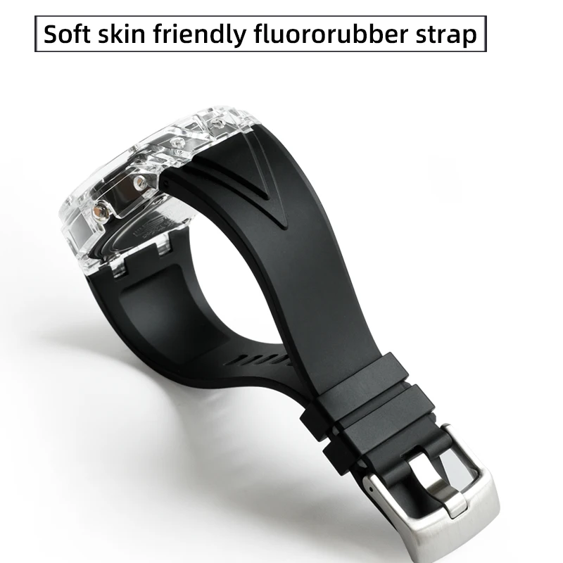 متوافق مع GA-2100/2110/B2100 ملحقات ساعة بحزام مطاطي شفاف من خشب البلوط المزرعة.