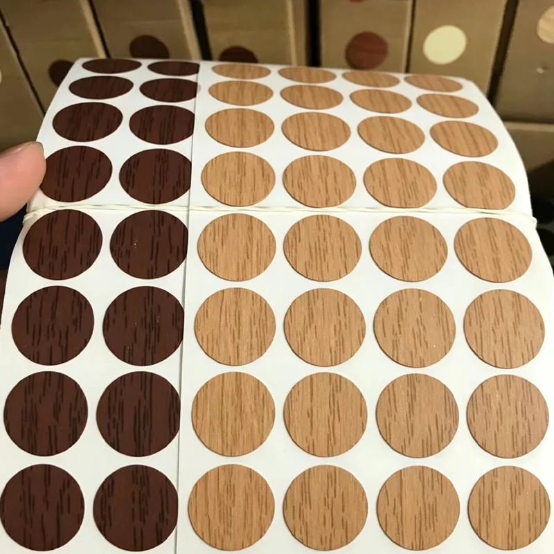 54Pcs Furniture Cabinet Round Self Adhesive Sticker Wall Wood Grain Hole Black Grey Wardrobe Screw Hole Sticker Cover Dia 21mm