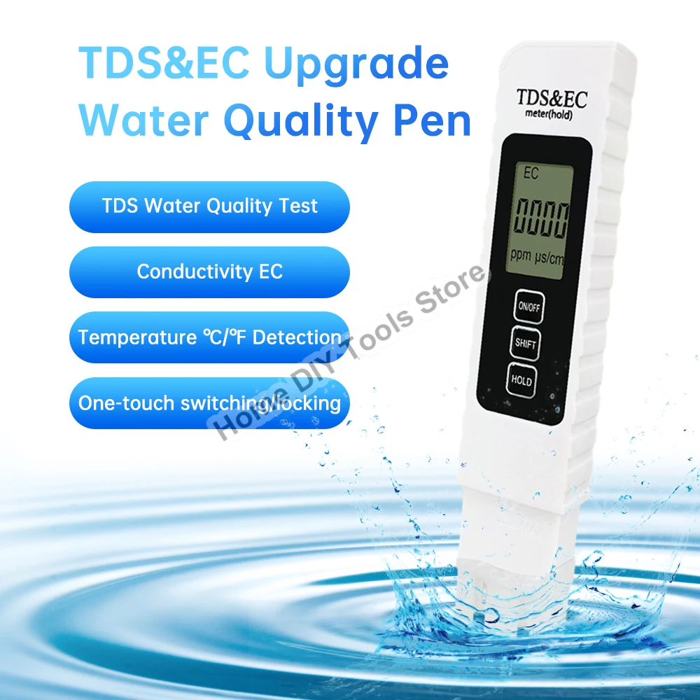 LED Digital Water Quality Tester TDS EC TEMP 0-9990ppm Multifunctional Drinking Water Quality Analyzer Monitor Filter Aquarium