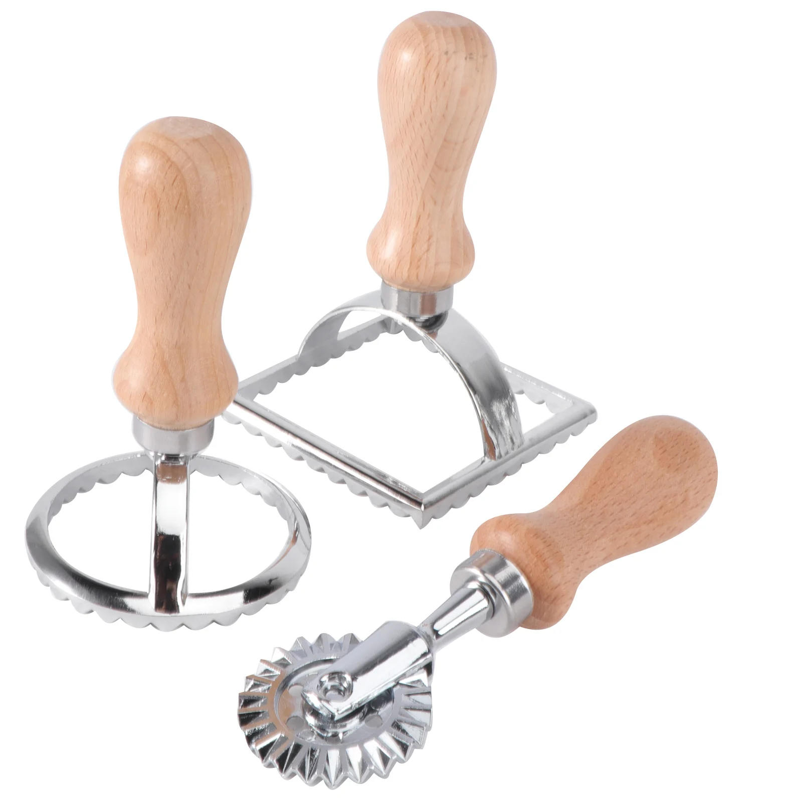 

3pcs Lace Cookie Cutter Biscuit Mold Embossed Fondant Cake Mould Wooden Handle Kitchen Tool Wheel Large Round Square