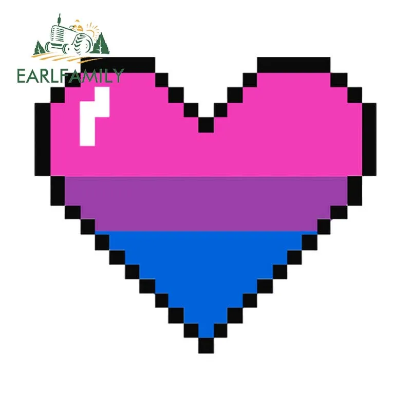 

EARLFAMILY 13см x 11.3см наклейка на автомобиль с пиксельным изображением Heart Byte Bisexual Pride, потрясающая автомобильная наклейка, декор для серфборда, гоночный дрифт-декор