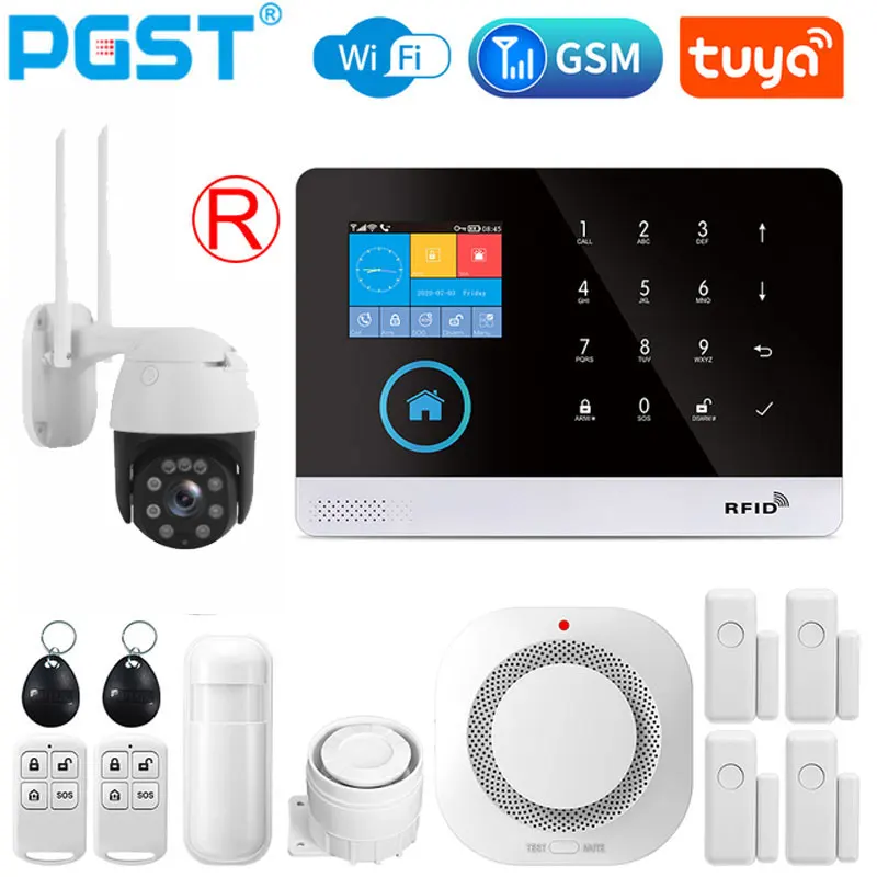 PGST PG103 security protection Tuya smart home Wifi GSM wireless Alarm System for Home Call/SMS Remote Control zigbee Gautone