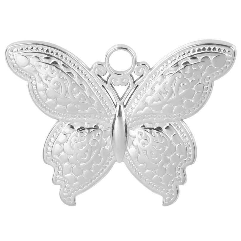 5PCS Silver Color Insect Charm Butterfly Bee Cicada DIY Earrings Pendants Stainless Steel Jewelry Making Necklace for Women Gift