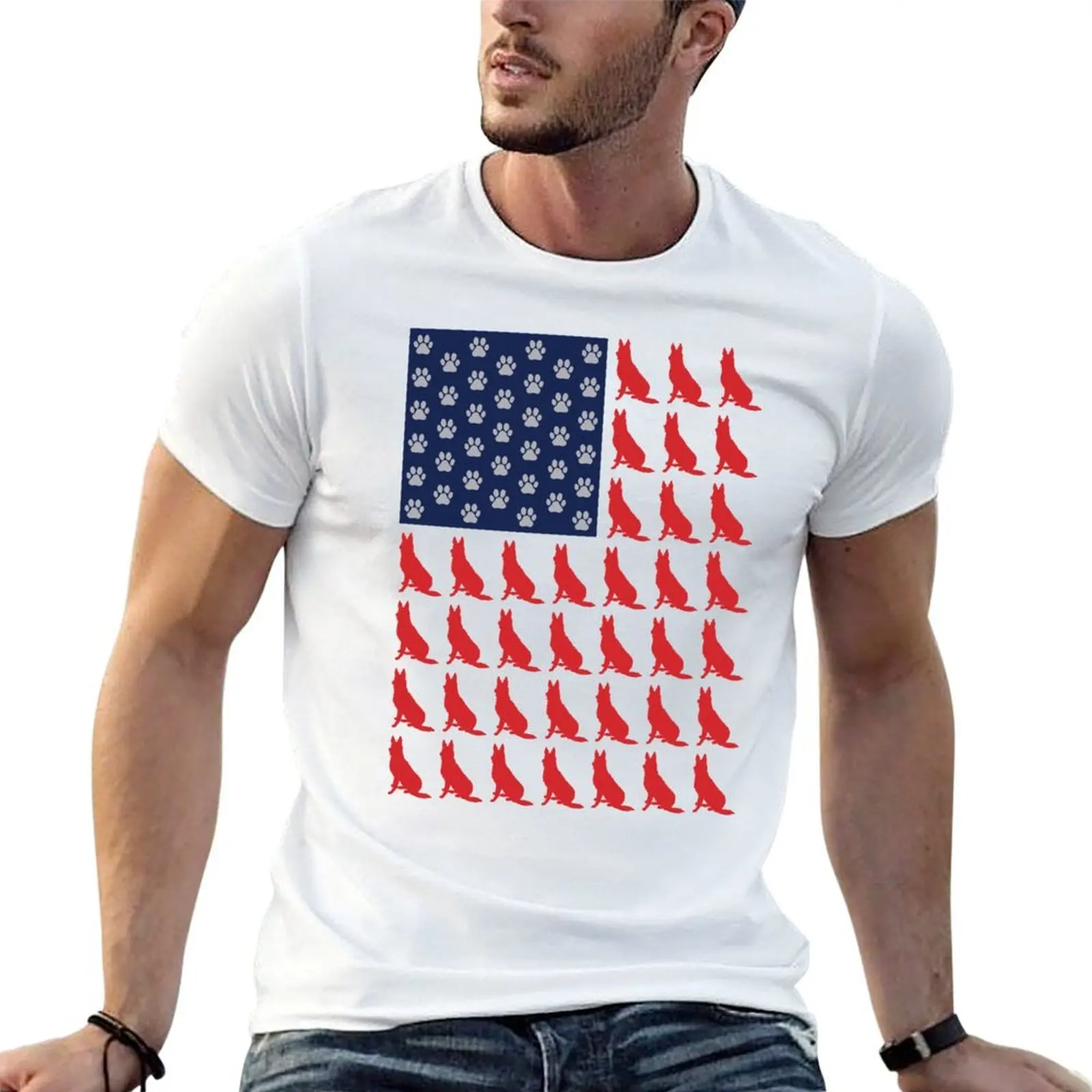 

shirts Patriot t American German T-Shirt man for Paws Flag man designer t shirt shirt cotton t Shepherd