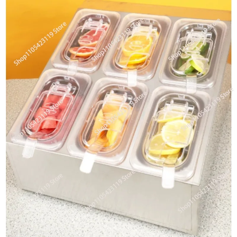 Stainless Steel 201 Seasoning Rack, Double Row 1/6 Part Tray Rack Small Material Table Sauce Table