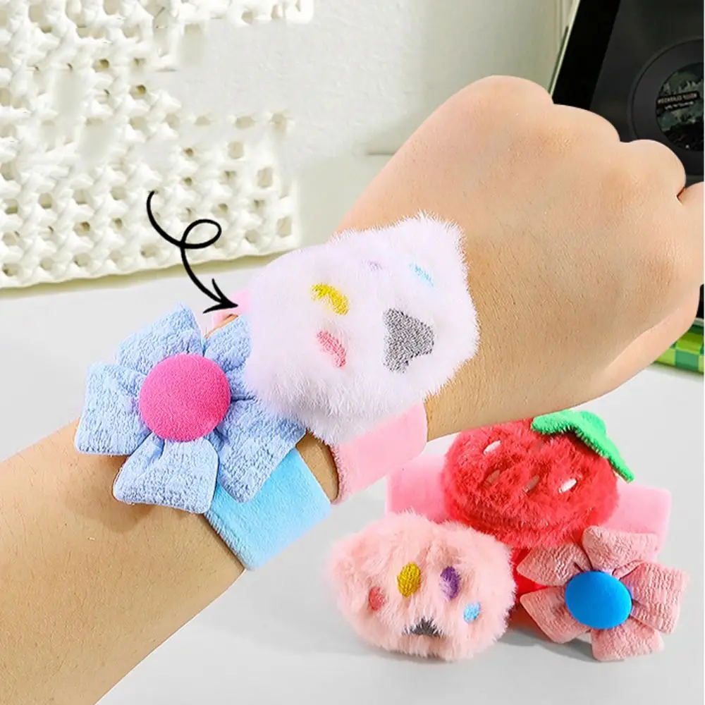 Strawberry Slap Bracelet Series Floret Simulation Plush Doll Slap Bracelet Cat Claws Soft Capybara Plush Wrist Band