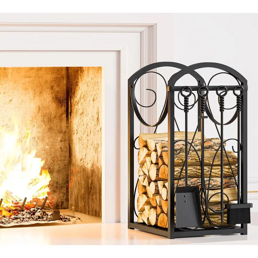 

Стойка для дров для дома и улицы, держатель для дров, подставка для каминных принадлежностей, набор для хранения и укладки дров, набор инструментов для камина, размер S