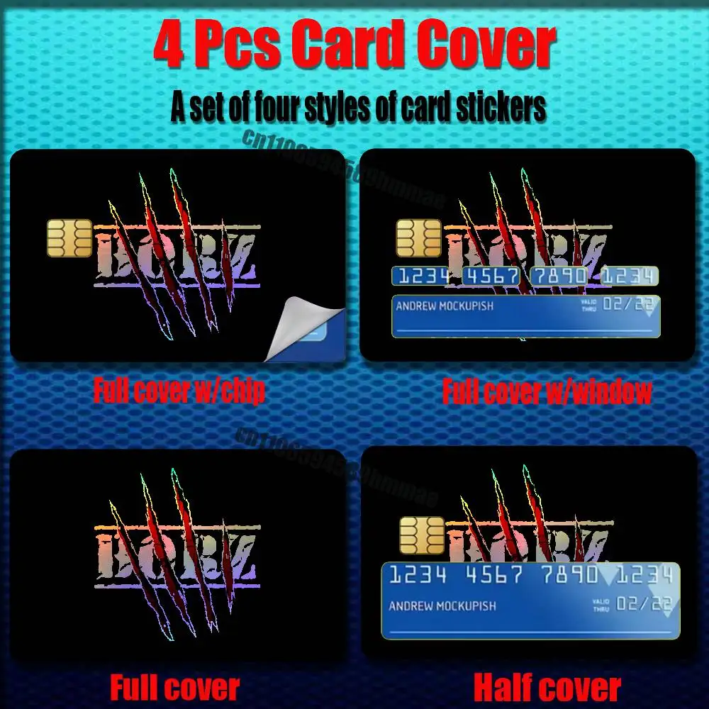 For Chechnya Chechen Wolf Noxchi BORZ Credit Bank Sticker ID Access Card Cover Skin Rainbow Color Laser Stickers Film