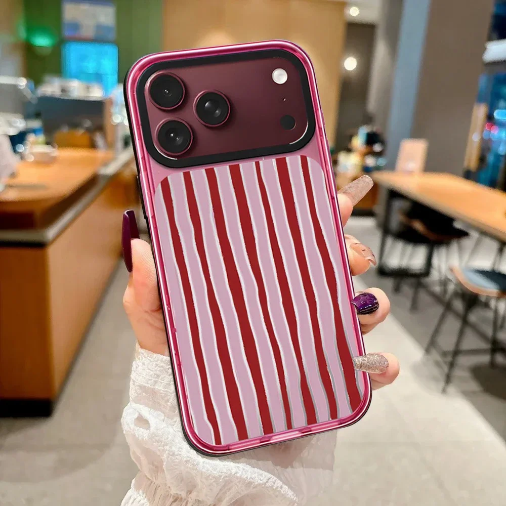 Pink Irregular Stripes Impact Case - Mirror / Glaze Magnetic Cover: Compatible with IPhone 18 17 Pro Max 18Pro