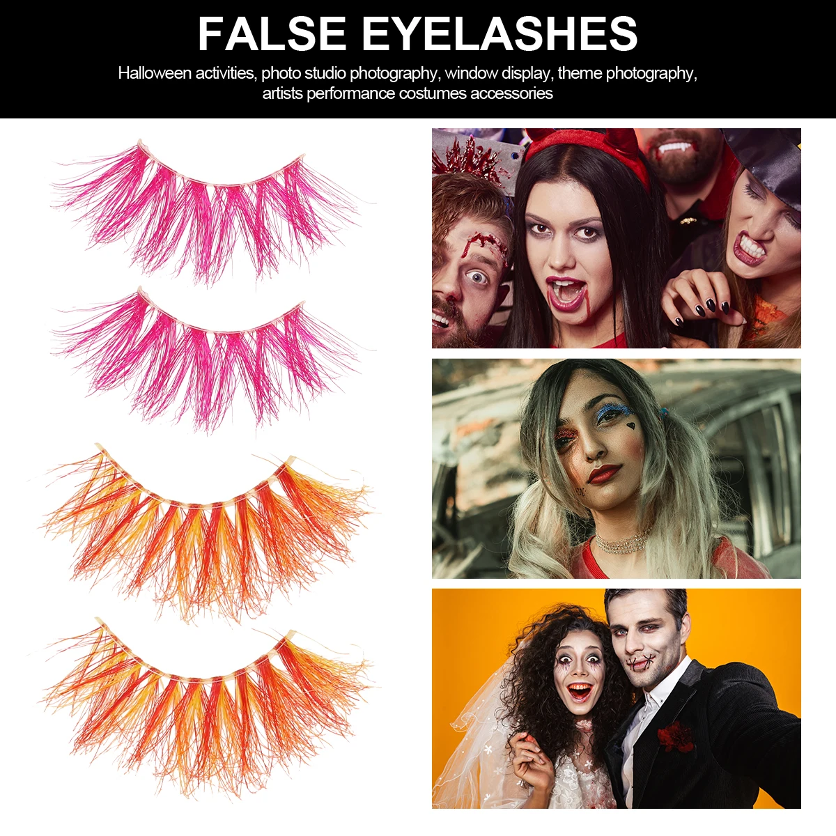 2 쌍 다채로운 가짜 속눈썹 전문 수제 머리카락 가볍고 쉽게 변형되지 않는 메이크업 속눈썹 재사용 가능