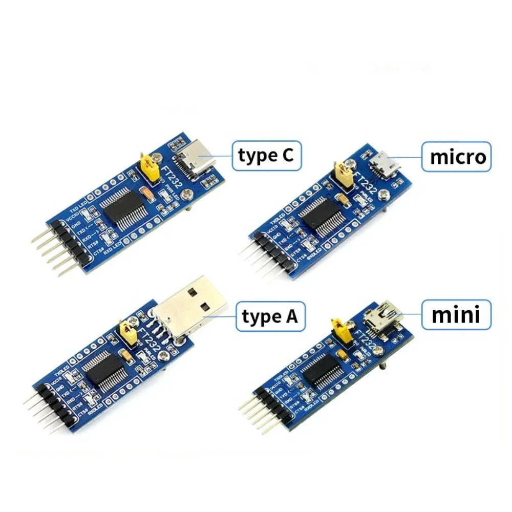 for Waveshare FT232 USB UART Board, USB To TTL (UART) Communication Module, USB-C/Type A/Mini/Micro Connector