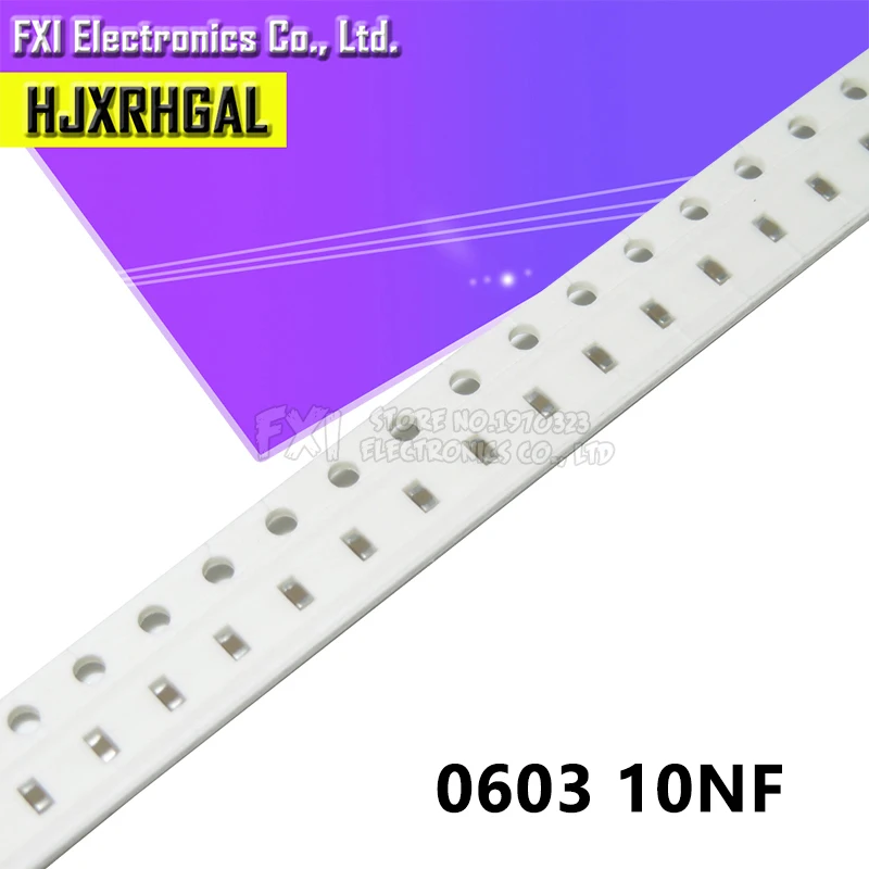 100pcs 10NF X7R Error 10% 50V 0603 103 SMD Thick Film Chip Multilayer Ceramic Capacitor New original