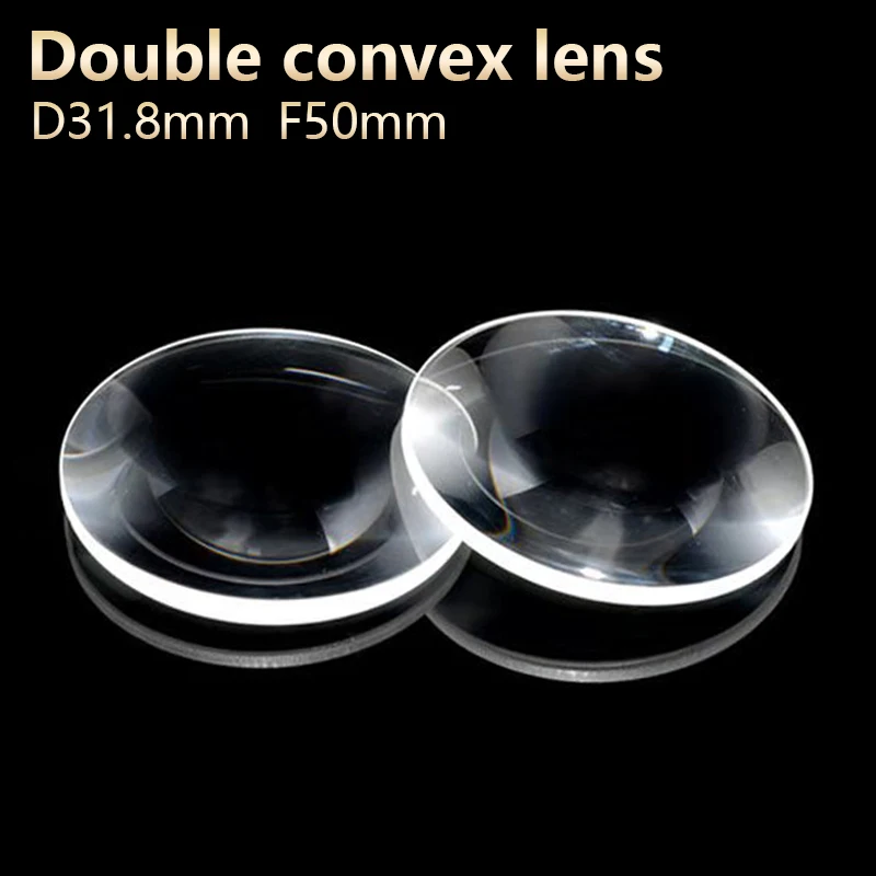 Double convex lenses magnifier Physical optics lens eyepiece telescope DIY projector Optical experiment D31.8mm F50mm