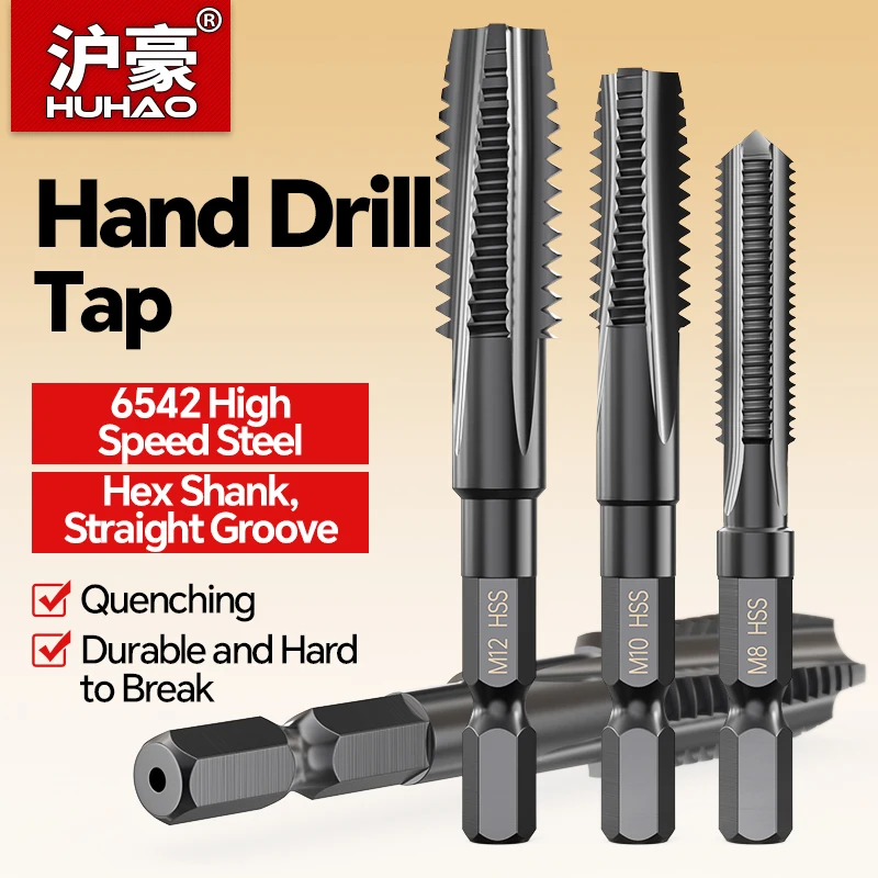 Image of HUHAO Hochgeschwindigkeitsstahl 6542 Sechskant-Gewindeschneidwerkzeug-Set für Edelstahl & Gusseisen M3 M4 M5 M6 M8 M10 M12