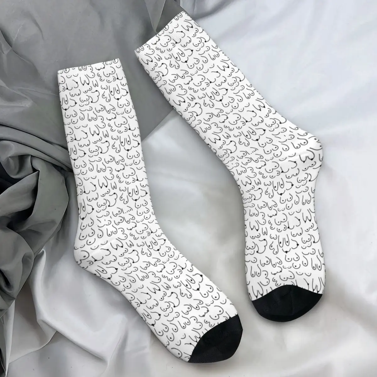 Boobs Cute Linework Line Art Illustration Socks Gothic Stockings Women Men High Quality Socks Spring Anti Bacterial Socks