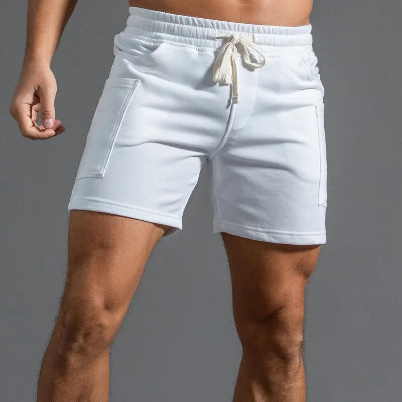 Men's Summer Casual Running Shorts 2026 Sexy Elastic Waist Board Shorts with Stand Pocket Fitness Beachwear in Gray And White